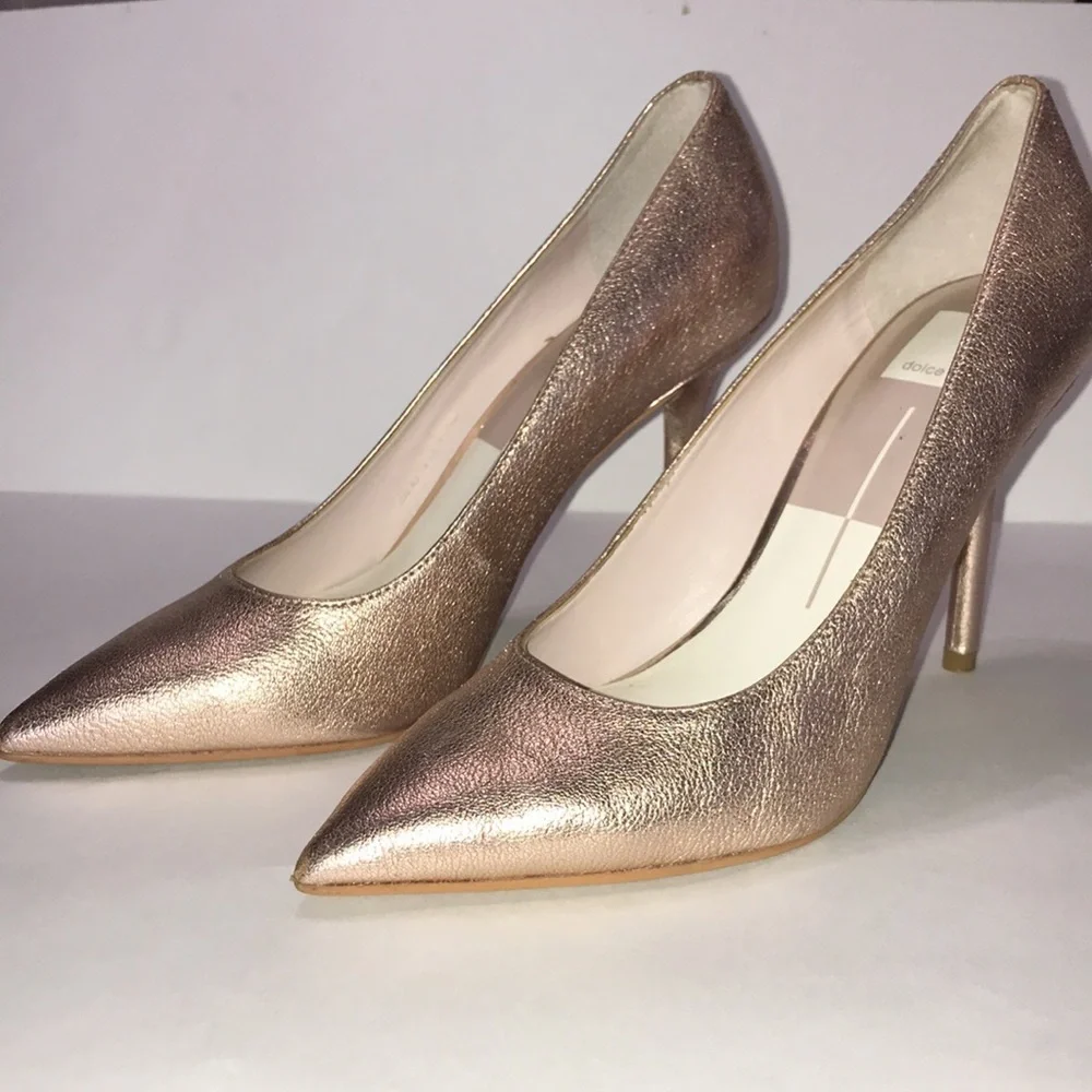 Dolce Vita Milka Rose Gold Metallic Leather Pointed Toe Stiletto Woman’s 8.5 - Picture 5 of 13